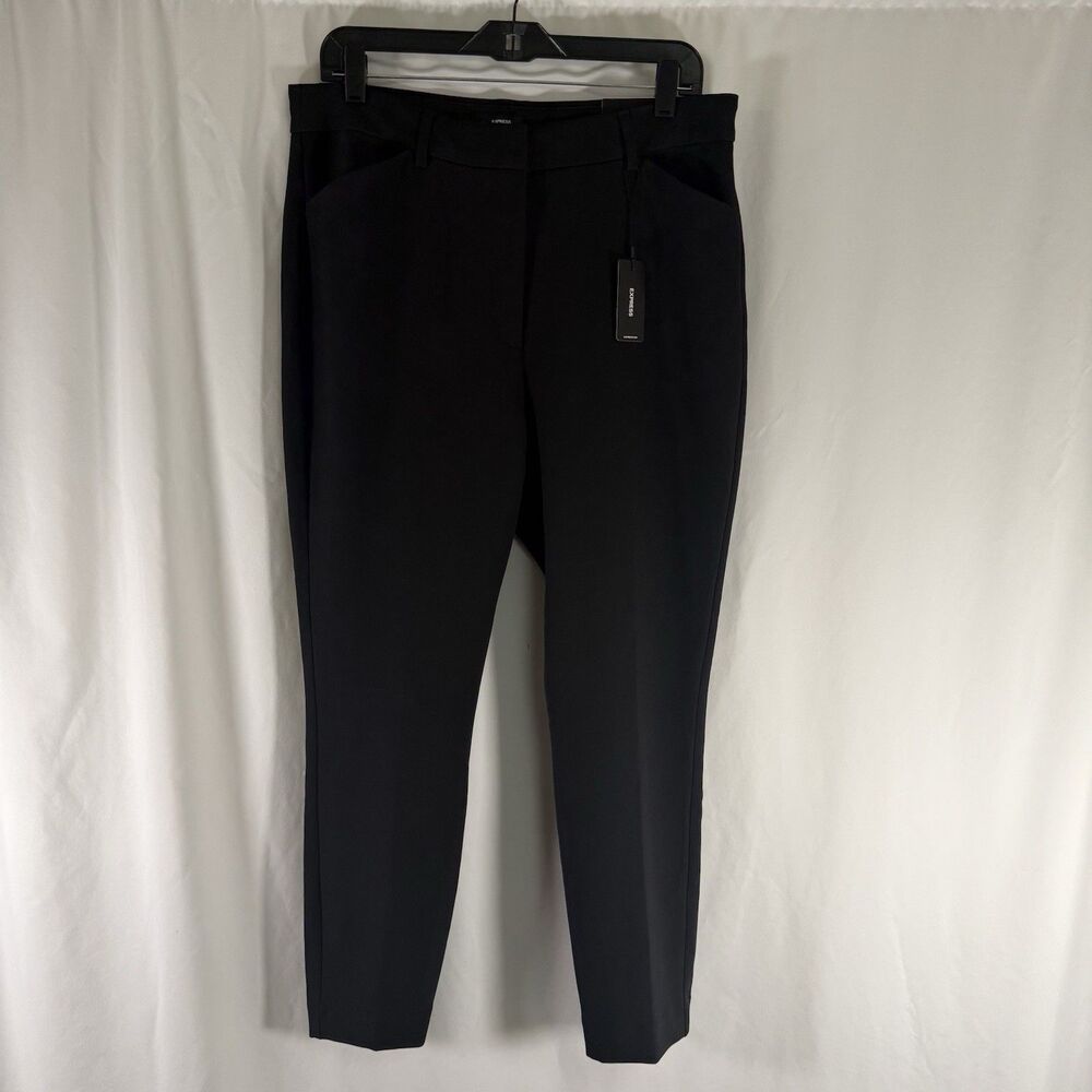 New Express Editor Skinny High Rise Pants Women's 12S Black Flat Front